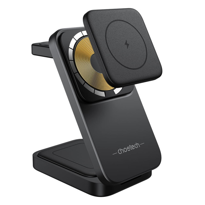 Бездротова зарядна станція - Choetech 15W 3-in-1 Foldable Wireless Charger Stand