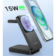 Бездротова зарядна станція - Choetech 15W 3-in-1 Foldable Wireless Charger Stand