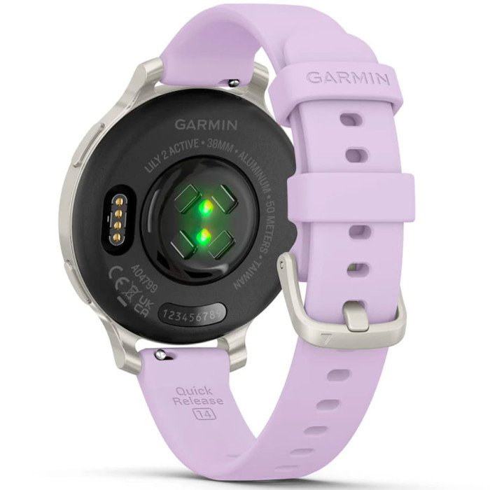 Смарт-годинник Garmin Lily 2 Active Silver with Purple Jasmine Silicone Band