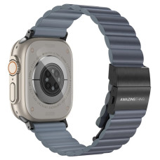 Ремінець для Apple Watch - 42/44/45/46/49mm, AmazingThing Leather Strap, Blue