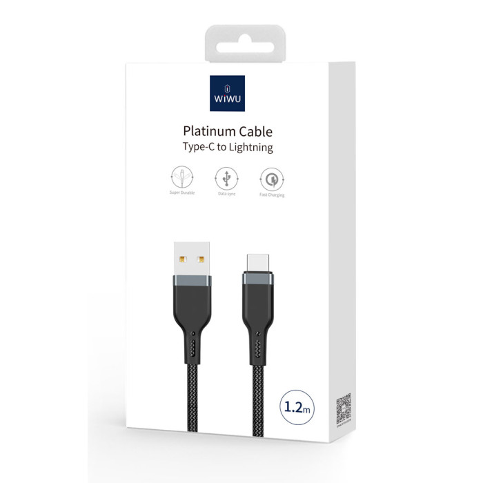 Кабель USB to USB-C - Wiwu, Platinum 1.2m, Black