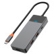 Хаб 7in1 - WIWU Linker, USB-C to USB-C+2xUSB3.1+HDMI+SD/MicroSD+PD100W, Gray