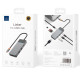 Хаб 7in1 - WIWU Linker, USB-C to USB-C+2xUSB3.1+HDMI+SD/MicroSD+PD100W, Gray