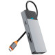 Хаб 7in1 - WIWU Linker, USB-C to USB-C+2xUSB3.1+HDMI+SD/MicroSD+PD100W, Gray