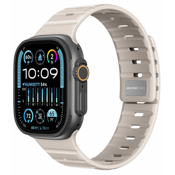 Ремінець для Apple Watch - 42/44/45/46/49mm, AmazingThing SilqLock, Starlight White / Serenity Blue