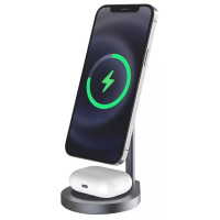 Бездротова зарядна станція - Wiwu, Power Air Magsafe X25 2in1, Space Grey