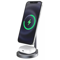 Бездротова зарядна станція - Wiwu, Power Air Magsafe X25 2in1, Space Grey