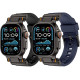Ремінець для Apple Watch - 42/44/45/46/49mm, Armor Pro Silicone Band, Black / Deep Navy