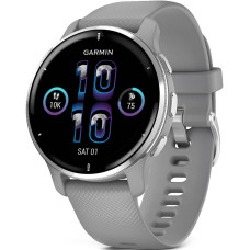 Смарт-годинник Garmin Venu 2 Plus Silver S. Steel Bezel w. Powder Gray Case and Gray Silicone Band