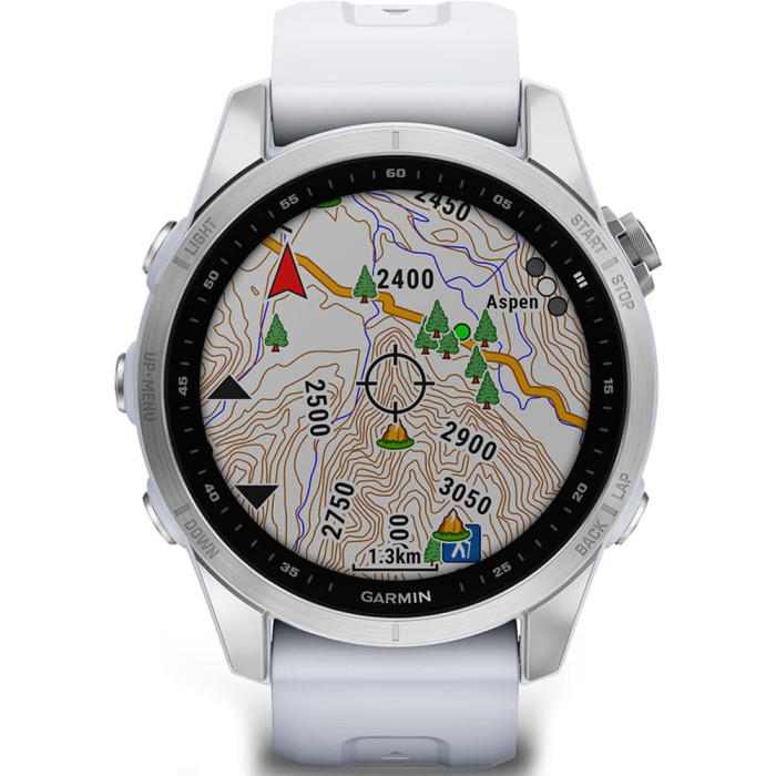 Смарт-годинник Garmin Fenix 7S Silver with Whitestone Band