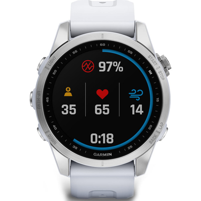 Смарт-годинник Garmin Fenix 7S Silver with Whitestone Band