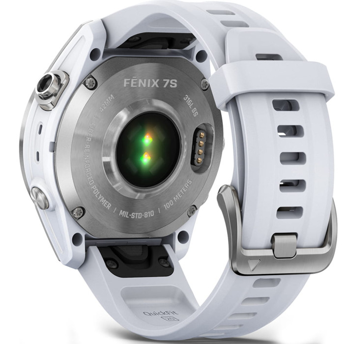 Смарт-годинник Garmin Fenix 7S Silver with Whitestone Band