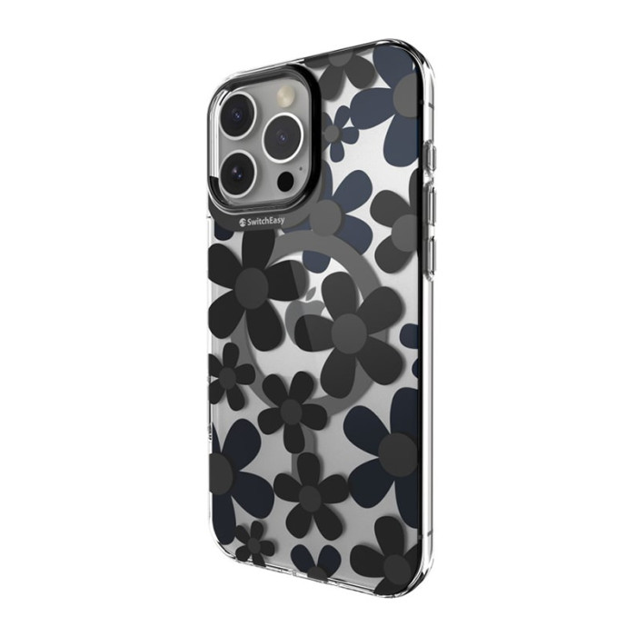 Чохол для iPhone 16 Pro Max - Switcheasy Fleur M Patterned Shockproof MagSafe, Black