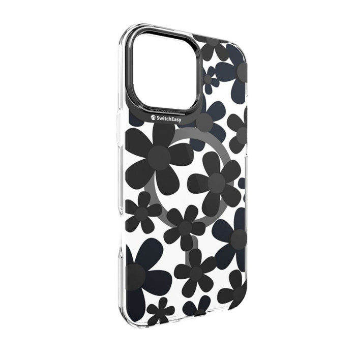 Чохол для iPhone 16 Pro Max - Switcheasy Fleur M Patterned Shockproof MagSafe, Black
