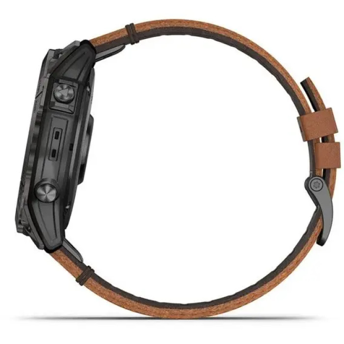 Смарт-годинник Garmin Epix (Gen 2) Sapphire Carbon Gray DLC Titanium with Chestnut leather