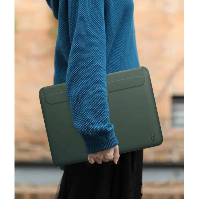 Чохол-накладка для Macbook 13 - WIWU Skin Pro PU Leather Sleeve, Forest Green
