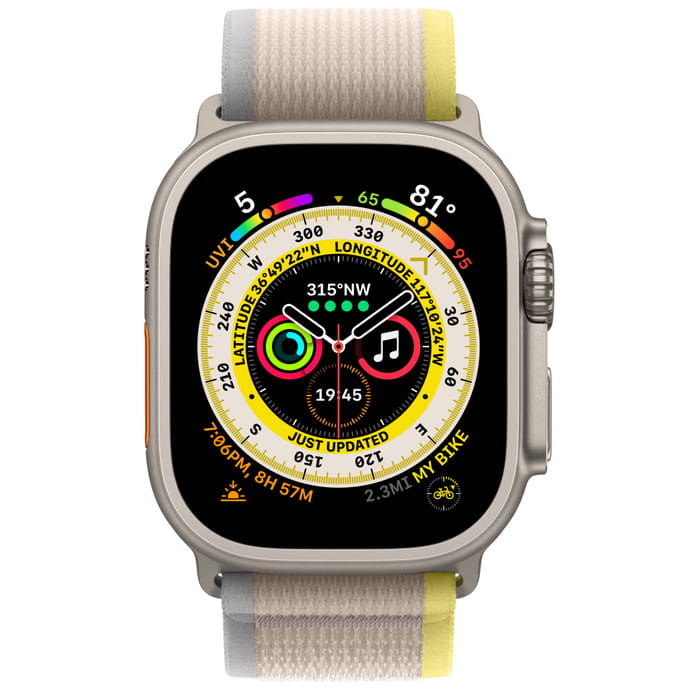 Apple Watch Ultra Titanium, Yellow/Beige Trail Loop (M/L), LTE Як новий