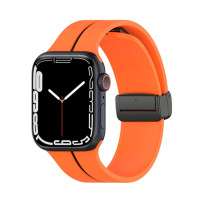Ремінець для Apple Watch - 42/44/45/46/49mm, Simple Magnetic Silicone Band, Orange / Black