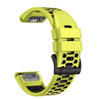Ремінець для годинника Garmin - QuickFit 26mm, Silicone Sport Breathable, Black Amp Yellow