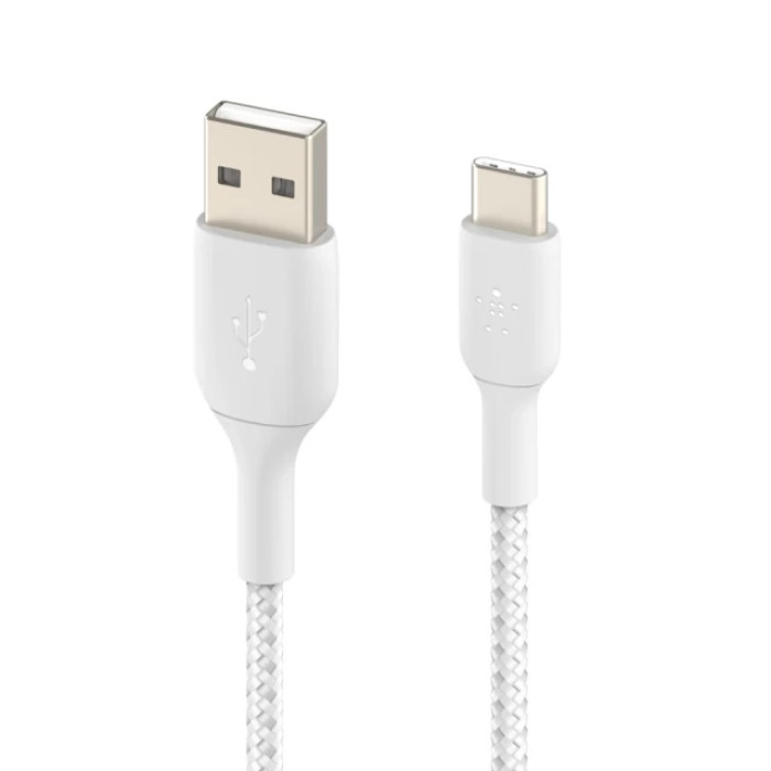 Кабель USB to USB-C - Belkin, Braided 15W 1m, White