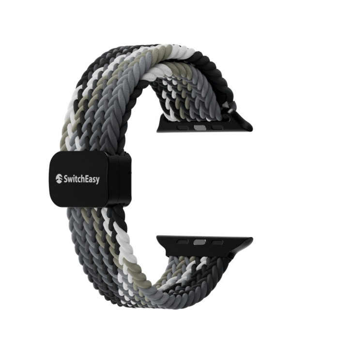 Ремінець для Apple Watch - 38/40/41mm, Swictheasy Candy Braided Nylon Loop, Black / Gray