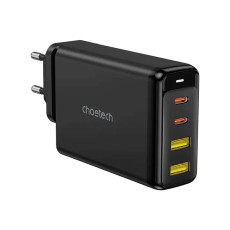 Зарядний пристрій - Choetech 140W GaN Charger Dual USB-C+ Dual USB-A, Black