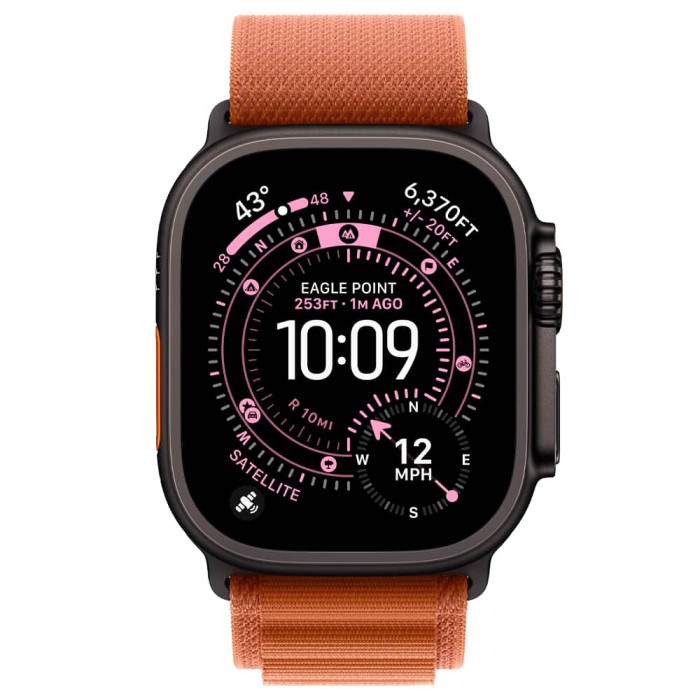 Apple Watch Ultra 3 Black Titanium, Terra Cotta Alpine Loop, (Medium), LTE