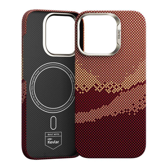 Чохол для iPhone 16 Pro - Benks Golden Tide Kevlar MagSafe, Red