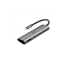 Хаб 5in1 - WIWU Alpha, USB-C to 3xUSB+HDMI+USB-C, Gray