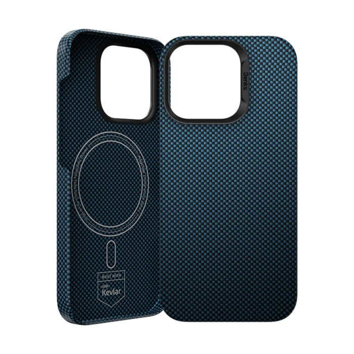 Чохол для iPhone 15 Pro Max - Benks Armor Tint Kevlar MagSafe, Blue
