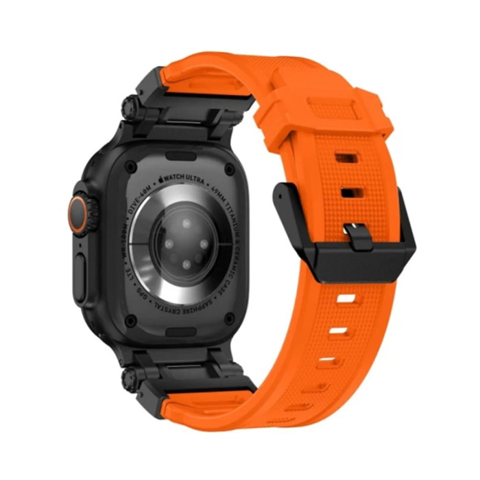 Ремінець для Apple Watch - 42/44/45/46/49mm, Armor Pro Silicone Band, Black / Orange