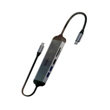 Хаб 5in1 - WIWU Alpha, USB-C to 2xUSB+HDMI+SD/MicroSD, Gray