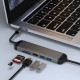 Хаб 5in1 - WIWU Alpha, USB-C to 2xUSB+HDMI+SD/MicroSD, Gray