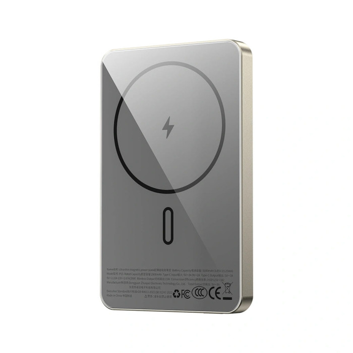 Додатковий аккумулятор Wiwu 5000mAh Ultra-Thin Power Bank 15W Titanium Gold