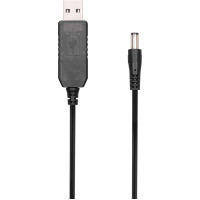 Кабель живлення USB-A - DC 5,5х2,1 мм, 5V/1.5A, Black