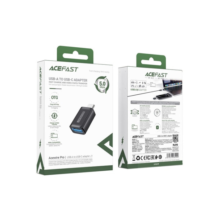 Адаптер (OTG) USB-C to USB - Acefast J1, Black