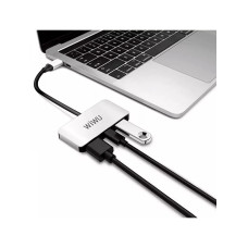 Хаб 3in1 - WIWU Alpha, USB-C to USB+USB-C+HDMI, Gray