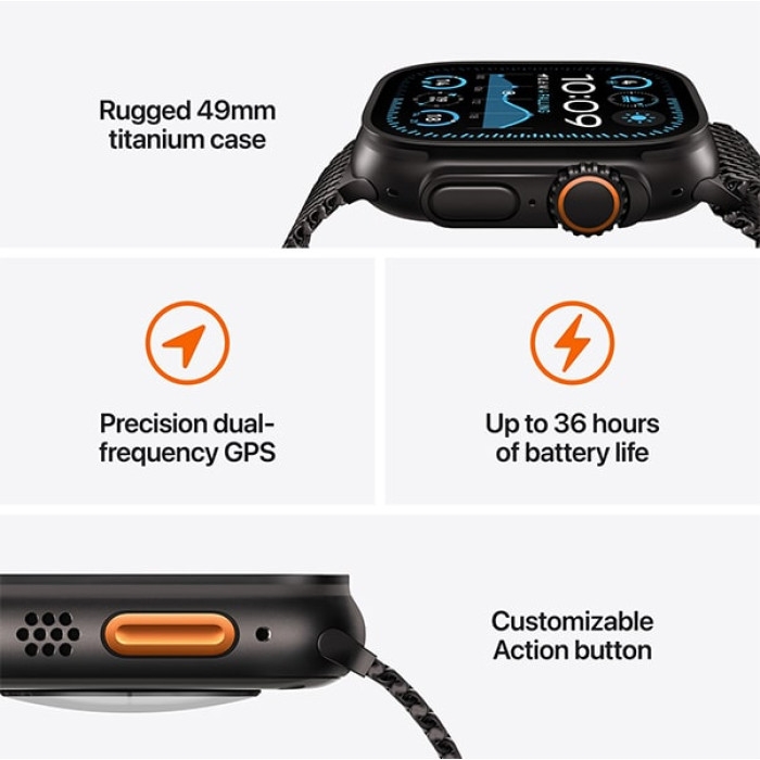 Apple Watch Ultra 2 2024 Black Titanium, Black Ocean Band