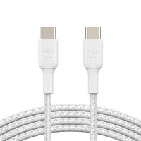 Кабель USB-C to USB-C - Belkin, Braided 60Вт 1m, White