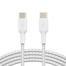 Кабель USB-C to USB-C - Belkin, Braided 60Вт 1m, White