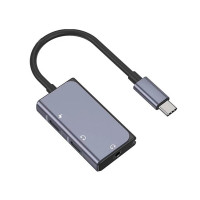 Хаб 2in1 - WIWU Pro, USB-C to USB-C+3.5mm Jack, Gray