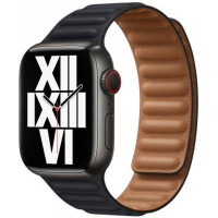 Ремінець для Apple Watch - 42/44/45/46/49mm, Apple Leather Link, Midnight (M/L)