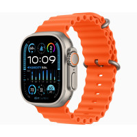 Apple Watch Ultra 2 Titanium, Orange Ocean Band (One Size), LTE