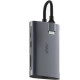 Хаб 8in1 - WIWU Alpha, USB-C to 3xUSB3.0+HDMI+RJ45+USB-C+SD/MicroSD, Gray