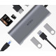Хаб 8in1 - WIWU Alpha, USB-C to 3xUSB3.0+HDMI+RJ45+USB-C+SD/MicroSD, Gray