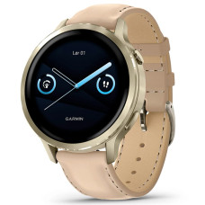 Смарт-годинник Garmin Venu 4 41mm Lunar Gold with Light Sand Leather Band