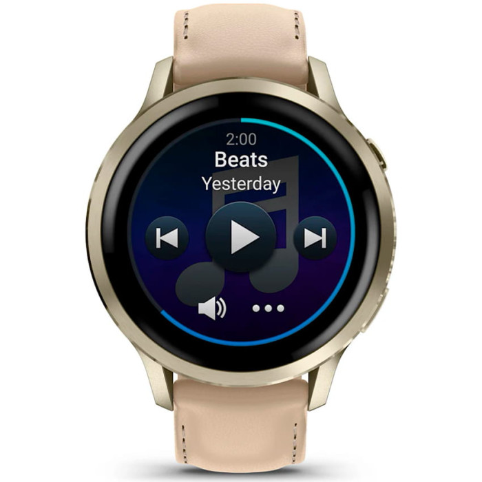Смарт-годинник Garmin Venu 4 41mm Lunar Gold with Light Sand Leather Band