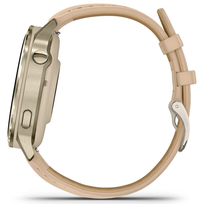 Смарт-годинник Garmin Venu 4 41mm Lunar Gold with Light Sand Leather Band