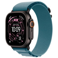 Apple Watch Ultra 3 Black Titanium, Light Blue Alpine Loop, (Large), LTE
