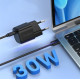 Зарядний пристрій - Choetech 30W GaN PD USB-C Wall Charger Black